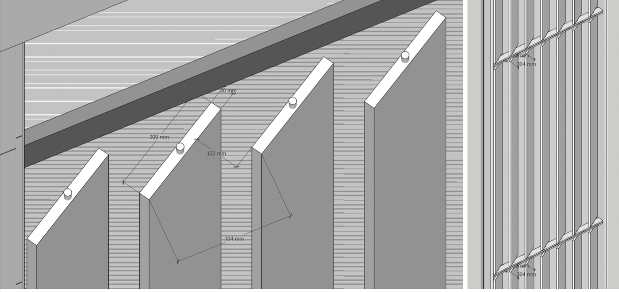 Diseño de revestimiento de fachada para sombreado: segunda variación